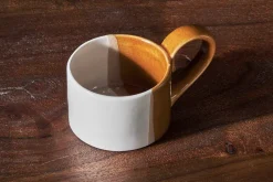 Decorative Home Accessories|Candle Holders^Nkuku Mittee Ceramic Teacup Tealight Holder - Off White & Terracotta (Set of 2)
