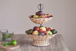 Pantry|Cake Domes & Stands^Nkuku Montali Rattan 2 Tier Fruit Stand - Black & Natural
