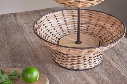 Pantry|Cake Domes & Stands^Nkuku Montali Rattan 2 Tier Fruit Stand - Black & Natural