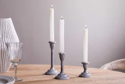 Candle Holders|Garden Décor^Nkuku Moremi Candle Holders - Aged Zinc - (Set of 3)
