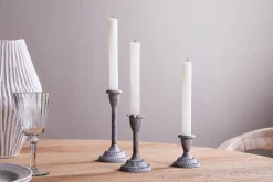 Candle Holders|Garden Décor^Nkuku Moremi Candle Holders - Aged Zinc - (Set of 3)
