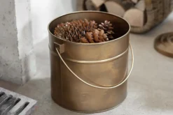 Baskets|Fireside^Nkuku Mosat Iron Fireside Bucket - Antique Brass