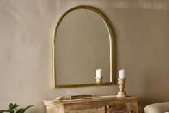 Wall Mirrors^Nkuku Murwara Arch Mirror - Antique Brass