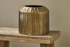 Decorative Home Accessories|Indoor Planters^Nkuku Nabara Cast Aluminium Planter - Antique Brass