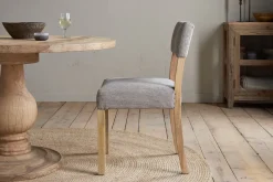 Kitchen & Dining|Dining Chairs & Benches^Nkuku Nadeeka Linen Upholstered Dining Chair - Soft Grey