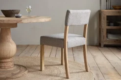 Kitchen & Dining|Dining Chairs & Benches^Nkuku Nadeeka Linen Upholstered Dining Chair - Soft Grey