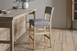 Kitchen & Dining|Bar Stools & Bar Chairs^Nkuku Nadeeka Linen Upholstered Counter Chair - Soft Grey