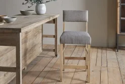 Kitchen & Dining|Bar Stools & Bar Chairs^Nkuku Nadeeka Linen Upholstered Counter Chair - Soft Grey