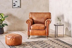Living|Footstools & Poufs^Nkuku Nadu Leather Pouf - Aged Tan