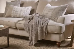Bedroom Textiles|Blankets & Throws^Nkuku Nahan Moss Stitch Cotton Throw - Stone