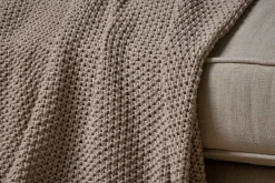 Bedroom Textiles|Blankets & Throws^Nkuku Nahan Moss Stitch Cotton Throw - Stone