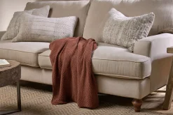 Bedroom Textiles|Blankets & Throws^Nkuku Nahan Moss Stitch Cotton Throw - Rust