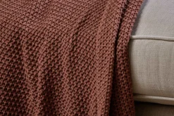 Bedroom Textiles|Blankets & Throws^Nkuku Nahan Moss Stitch Cotton Throw - Rust