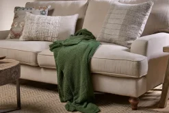 Bedroom Textiles|Blankets & Throws^Nkuku Nahan Moss Stitch Cotton Throw - Forest Green