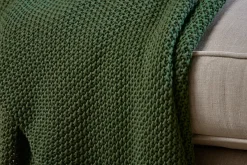 Bedroom Textiles|Blankets & Throws^Nkuku Nahan Moss Stitch Cotton Throw - Forest Green