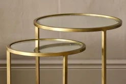 Living|Side Tables^Nkuku Nakuru Iron & Glass Side Table Set - Brass