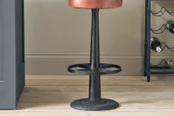 Kitchen & Dining|Bar Stools & Bar Chairs^Nkuku Narwana Leather Round Stool - Chocolate Brown