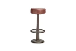 Kitchen & Dining|Bar Stools & Bar Chairs^Nkuku Narwana Leather Round Stool - Chocolate Brown