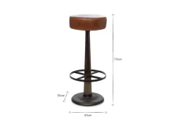 Kitchen & Dining|Bar Stools & Bar Chairs^Nkuku Narwana Leather Round Stool - Aged Tan