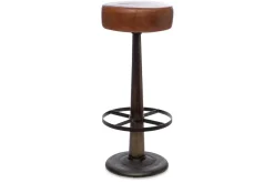 Kitchen & Dining|Bar Stools & Bar Chairs^Nkuku Narwana Leather Round Stool - Aged Tan