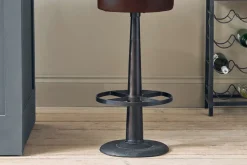 Kitchen & Dining|Bar Stools & Bar Chairs^Nkuku Narwana Leather Round Stool - Dark Brown
