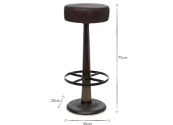 Kitchen & Dining|Bar Stools & Bar Chairs^Nkuku Narwana Leather Round Stool - Dark Brown