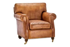 Living|Armchairs^Nkuku Narwana Ribbed Leather Armchair - Aged Tan