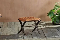 Living|Footstools & Poufs^Nkuku Narwana Ribbed Leather Footstool - Aged Tan