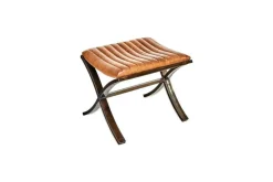 Living|Footstools & Poufs^Nkuku Narwana Ribbed Leather Footstool - Aged Tan