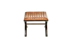 Living|Footstools & Poufs^Nkuku Narwana Ribbed Leather Footstool - Aged Tan