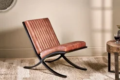 Living|Occasional Chairs^Nkuku Narwana Ribbed Leather Lounger - Aged Tan