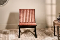 Living|Occasional Chairs^Nkuku Narwana Ribbed Leather Lounger - Aged Tan
