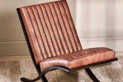 Living|Occasional Chairs^Nkuku Narwana Ribbed Leather Lounger - Aged Tan