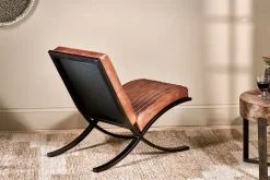 Living|Occasional Chairs^Nkuku Narwana Ribbed Leather Lounger - Aged Tan