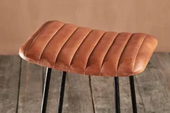 Bar Stools & Bar Chairs|Kitchen & Dining^Nkuku Narwana Ribbed Leather Stool - Aged Tan - Small