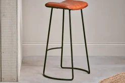 Kitchen & Dining|Bar Stools & Bar Chairs^Nkuku Narwana Ribbed Leather Stool - Aged Tan - Large