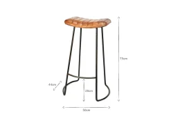 Kitchen & Dining|Bar Stools & Bar Chairs^Nkuku Narwana Ribbed Leather Stool - Aged Tan - Large