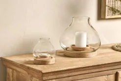 Decorative Home Accessories|Lanterns^Nkuku Naryla Mango Wood Lantern - Natural Mango Wood & Glass