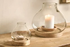 Decorative Home Accessories|Lanterns^Nkuku Naryla Mango Wood Lantern - Natural Mango Wood & Glass