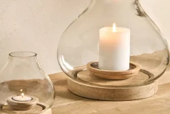 Decorative Home Accessories|Lanterns^Nkuku Naryla Mango Wood Lantern - Natural Mango Wood & Glass