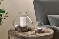 Decorative Home Accessories|Lanterns^Nkuku Naryla Mango Wood Lantern - & Clear Dark Stain