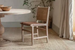 Kitchen & Dining|Dining Chairs & Benches^Nkuku Nayan Leather & Jute Dining Chair - Tan