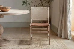 Kitchen & Dining|Dining Chairs & Benches^Nkuku Nayan Leather & Jute Dining Chair - Tan