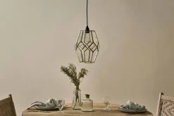 Lampshades|Statement Lighting^Nkuku Nazat Panelled Glass Easy Fit LampShade - Clear & Antique Brass