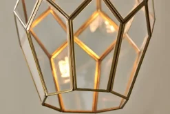 Lampshades|Statement Lighting^Nkuku Nazat Panelled Glass Easy Fit LampShade - Clear & Antique Brass
