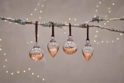 Baubles & Tree Decorations|Winter Berries^Nkuku Nevasa Baubles - Clear & Antique Copper (Set of 4)