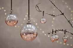 Baubles & Tree Decorations|Winter Berries^Nkuku Nevasa Baubles - Clear & Antique Copper (Set of 4)