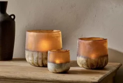 Decorative Home Accessories|Candle Holders^Nkuku Ngolo Tealight Holder - Antiqued Amber