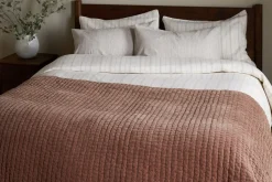 Bedroom Textiles|Blankets & Throws^Nkuku Nidra Velvet & Linen Bed Quilt - Rust