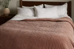Bedroom Textiles|Blankets & Throws^Nkuku Nidra Velvet & Linen Bed Quilt - Rust